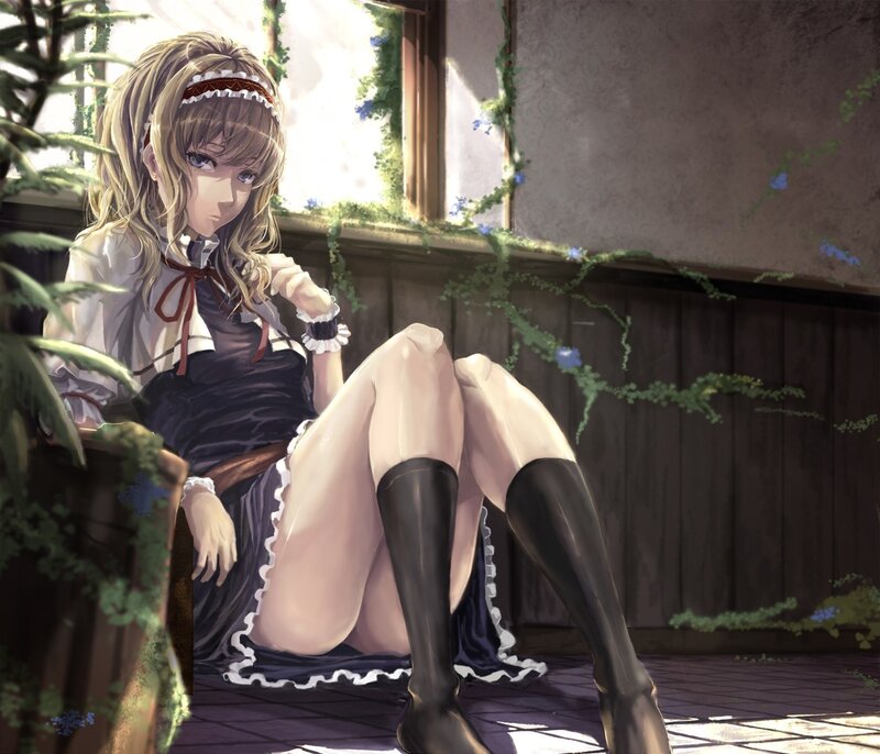 Anime Girl in Maid Outfit — White, Calm, Afternoon, Digital Art, Maid Dress, Window