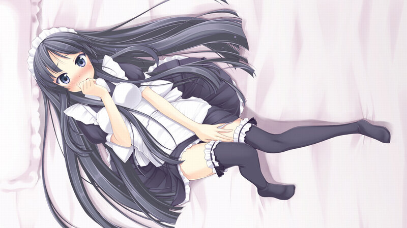 Anime Girl in Maid Outfit — White, Calm, Bed