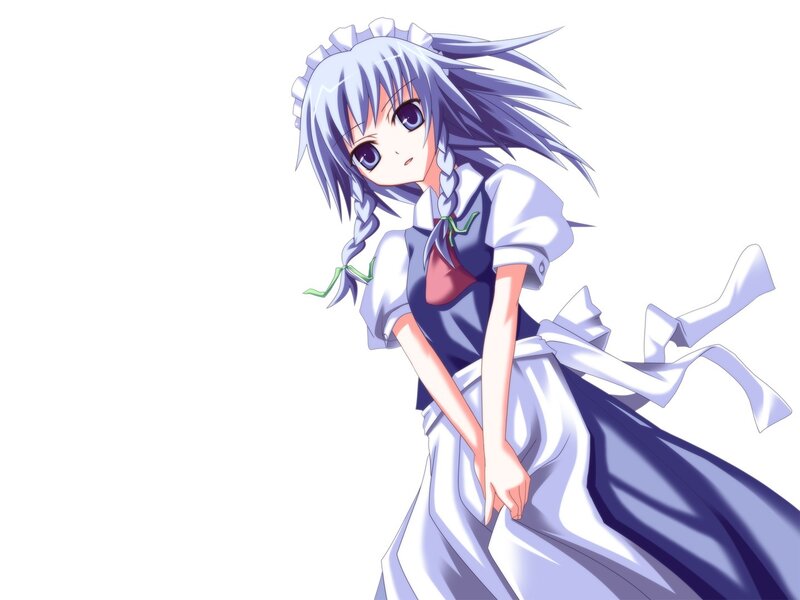 Anime Girl in Maid Outfit — White, Calm, Braids