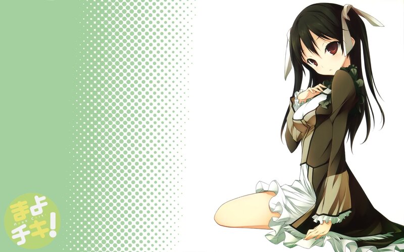 Anime Girl in Maid Outfit — White, Calm, Maid Dress, Black Hair