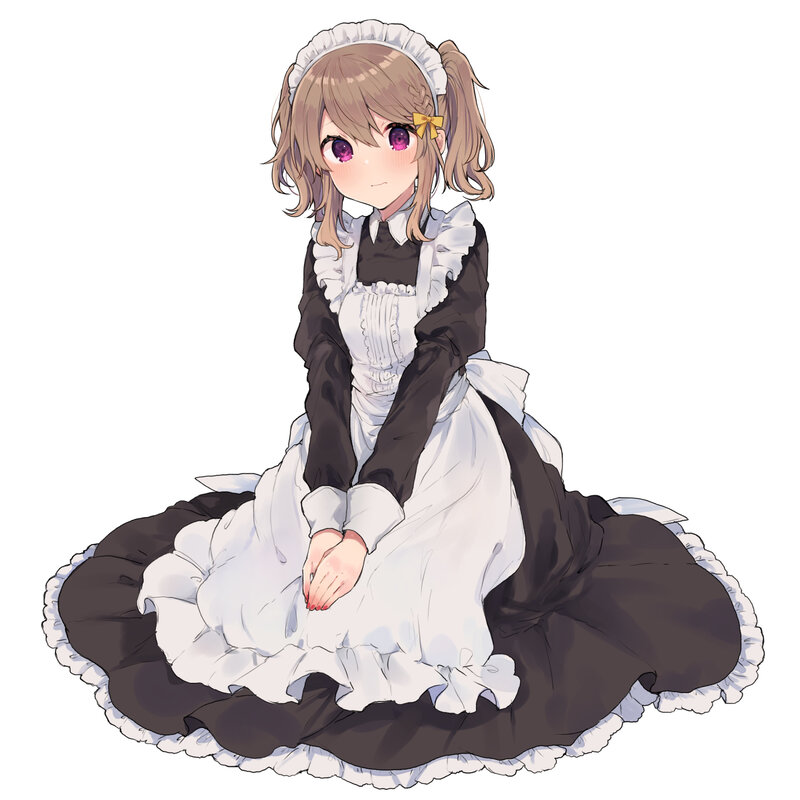 Anime Girl in Maid Outfit — White, Calm, Maid Dress, Headband