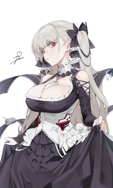 Anime Girl in Maid Outfit — White, Dramatic, Digital Art, Long Hair