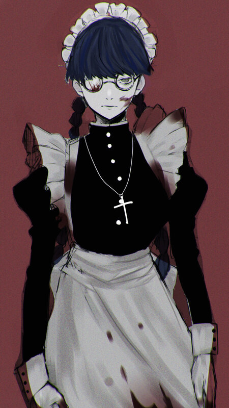 Anime Girl in Maid Outfit — White, Dramatic, Manga