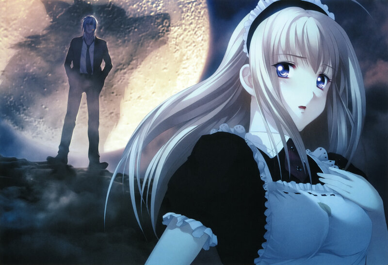 Anime Girl in Maid Outfit — White, Dramatic