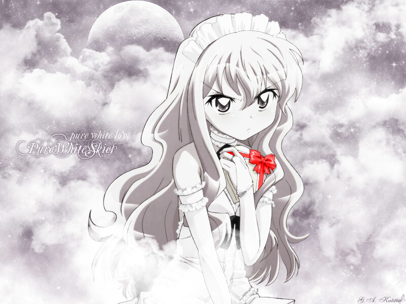 Anime Girl in Maid Outfit — White, Dreamy, Night