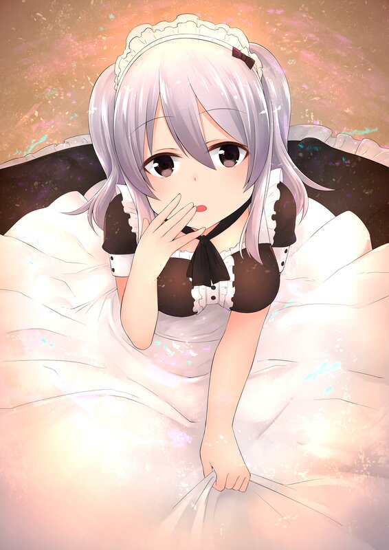 Anime Girl in Maid Outfit — White, Dreamy