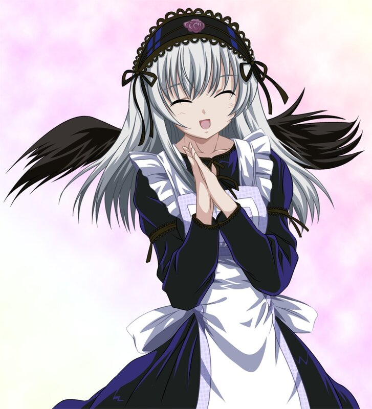 Anime Girl in Maid Outfit — White, Happy, Maid Dress