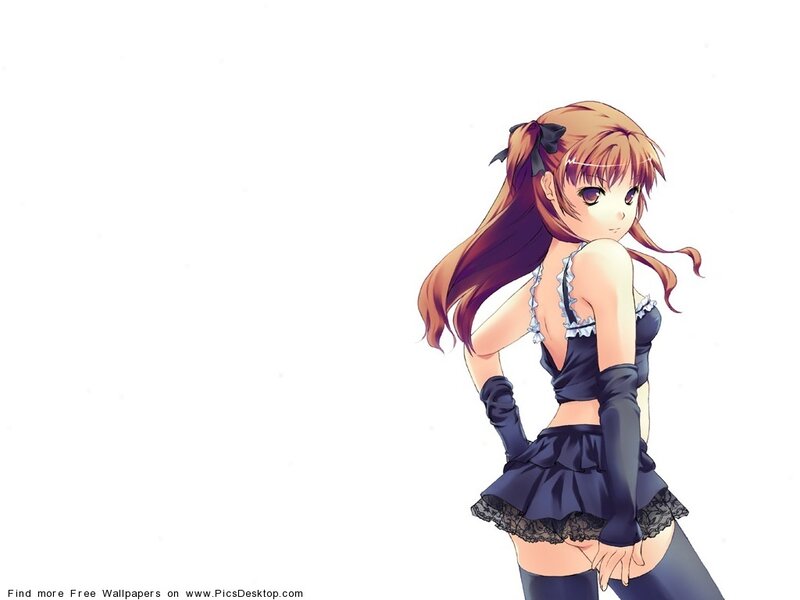Anime Girl in Maid Outfit — White, Neutral, Long Hair, Gloves