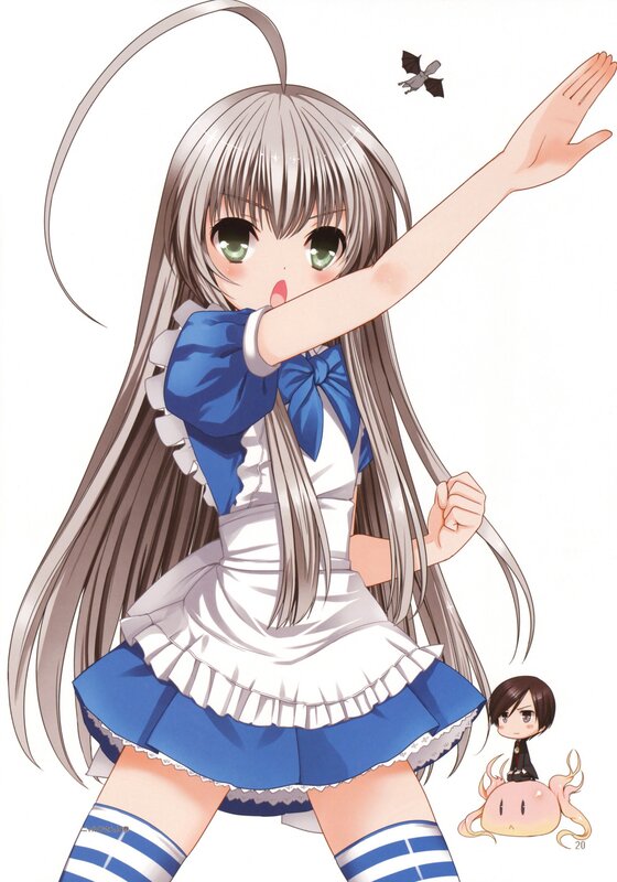 Anime Girl in Maid Outfit — White, Playful, Chibi Character