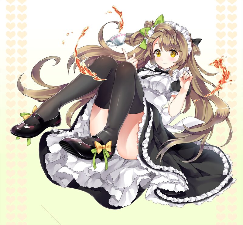 Anime Girl in Maid Outfit — White, Playful, Digital Art, Maid Dress