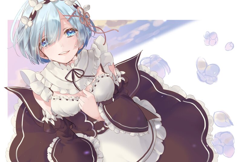 Anime Girl in Maid Outfit — White, Serene, Afternoon