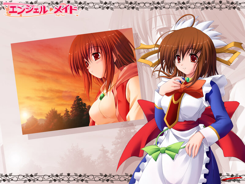 Anime Girl in Maid Outfit — White, Serene, Sunset
