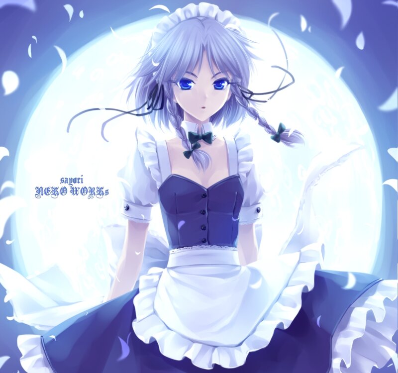 Anime Girl in Maid Outfit — White, Serene