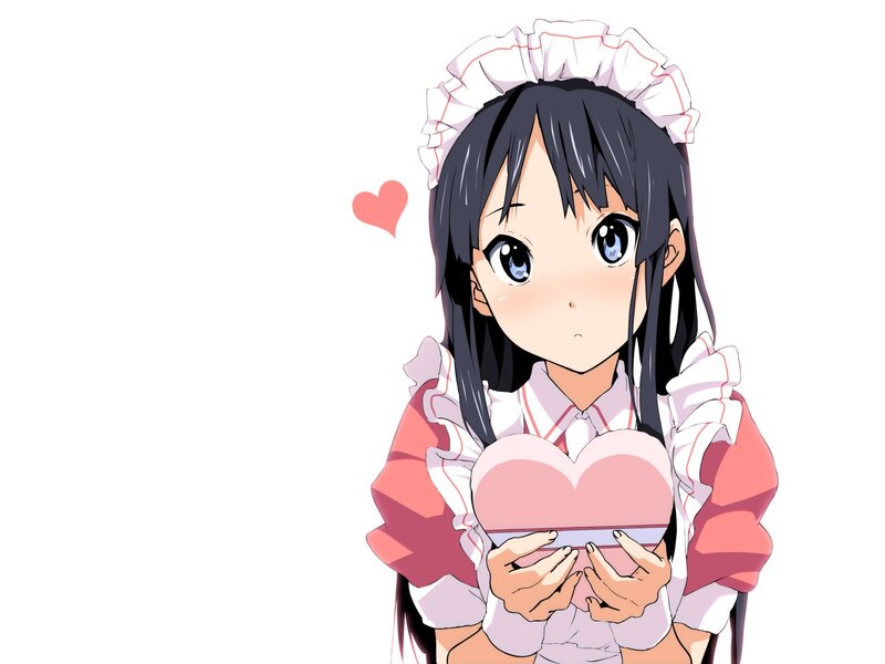 Anime Girl in Maid Outfit — White, Sweet, Heart-shaped Box, Maid Hat