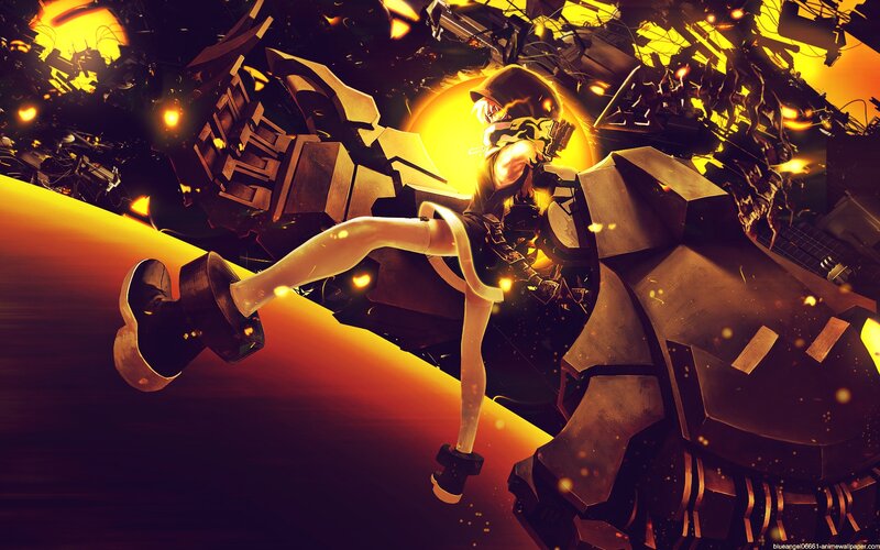 anime girl in mech battle