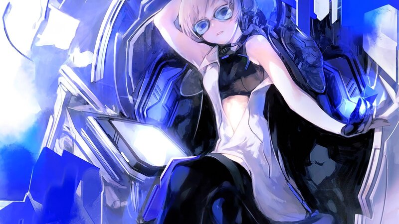 Anime Girl in Mech Suit — Blue, Dramatic