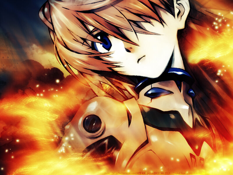 Anime Girl in Mech Suit — Orange, Dramatic