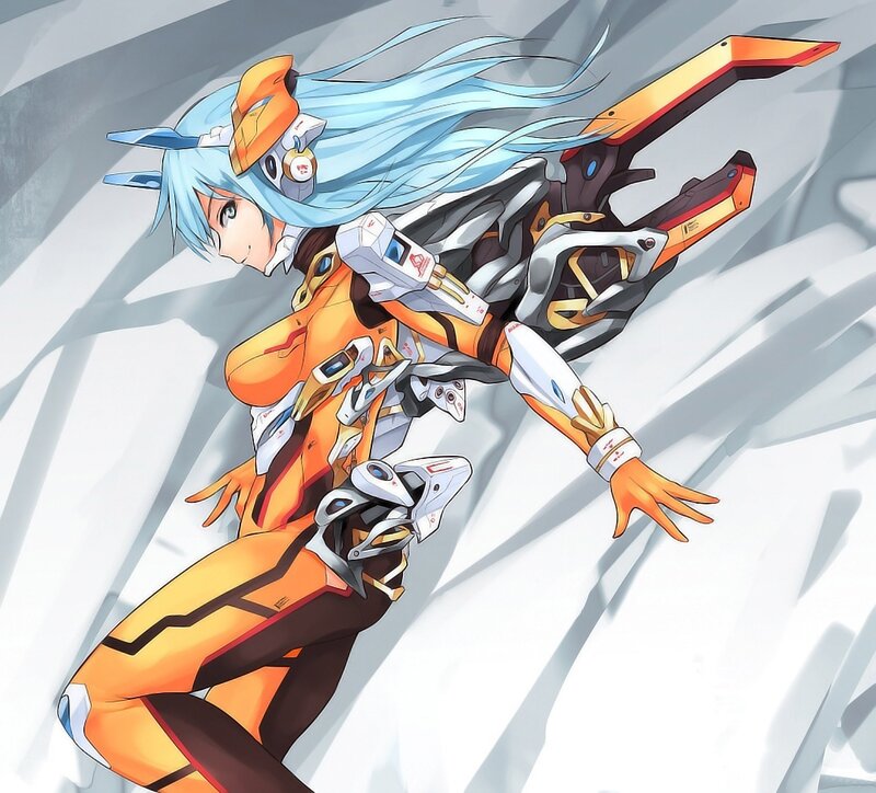 Anime Girl in Mech Suit — Orange, Dynamic