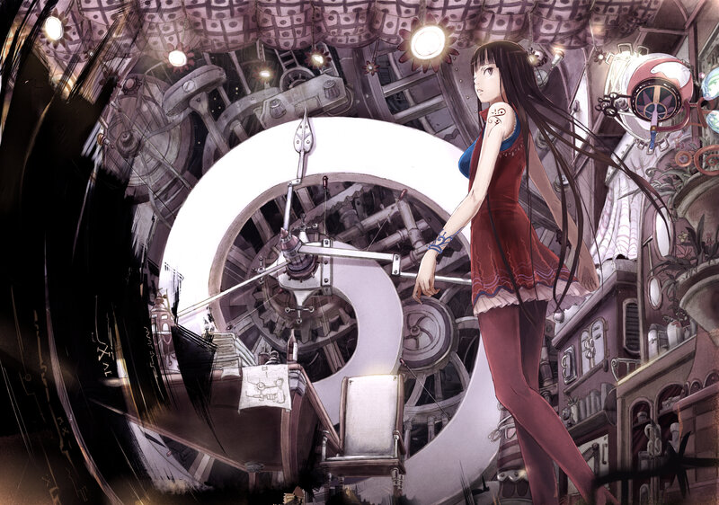 Anime Girl in Mechanical Room — Red