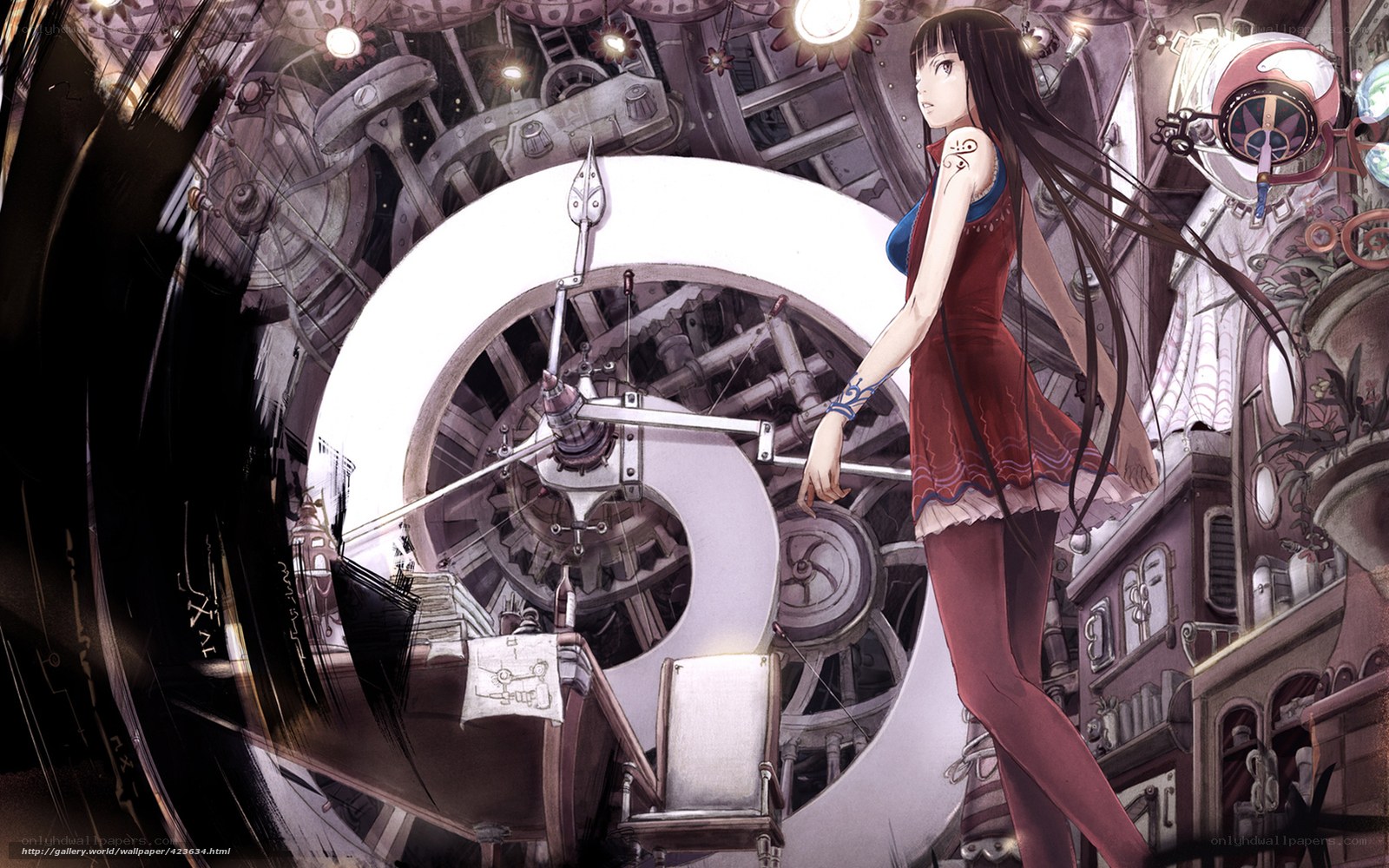 anime girl in mechanical room