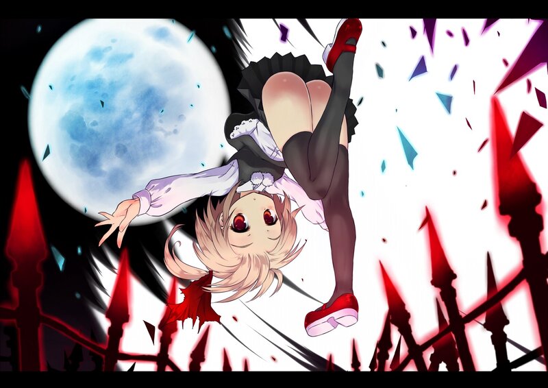 Anime Girl in Mid-air — Black, Dramatic
