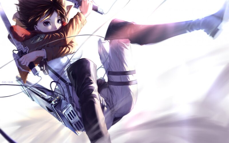 Anime Girl in Mid-air — White