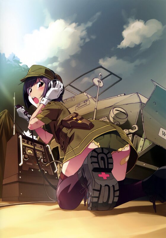 Anime Girl in Military Gear — Green