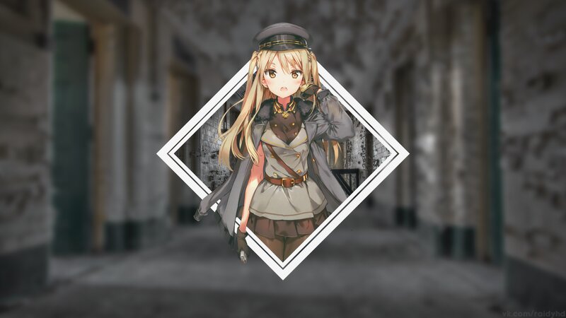 Anime Girl in Military Uniform — Gray, Dramatic