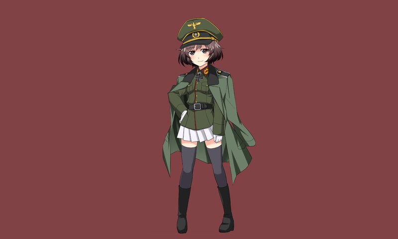 Anime Girl in Military Uniform — Green, Neutral