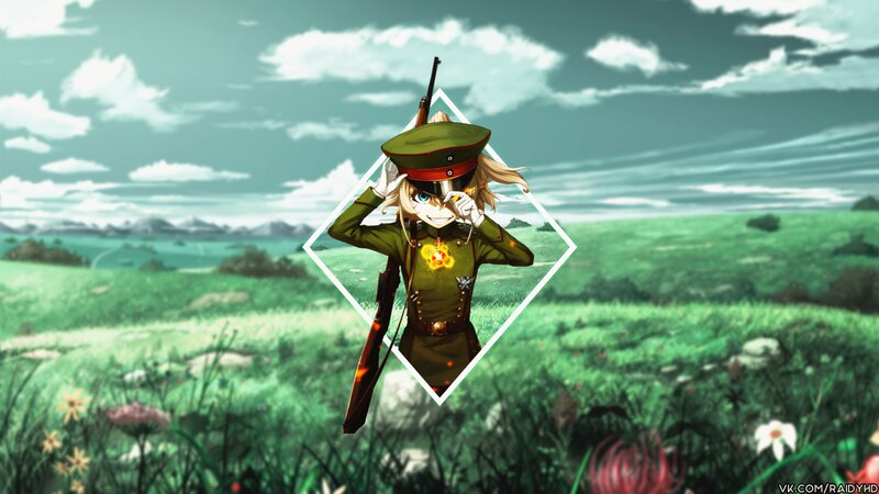 Anime Girl in Military Uniform — Green, Peaceful