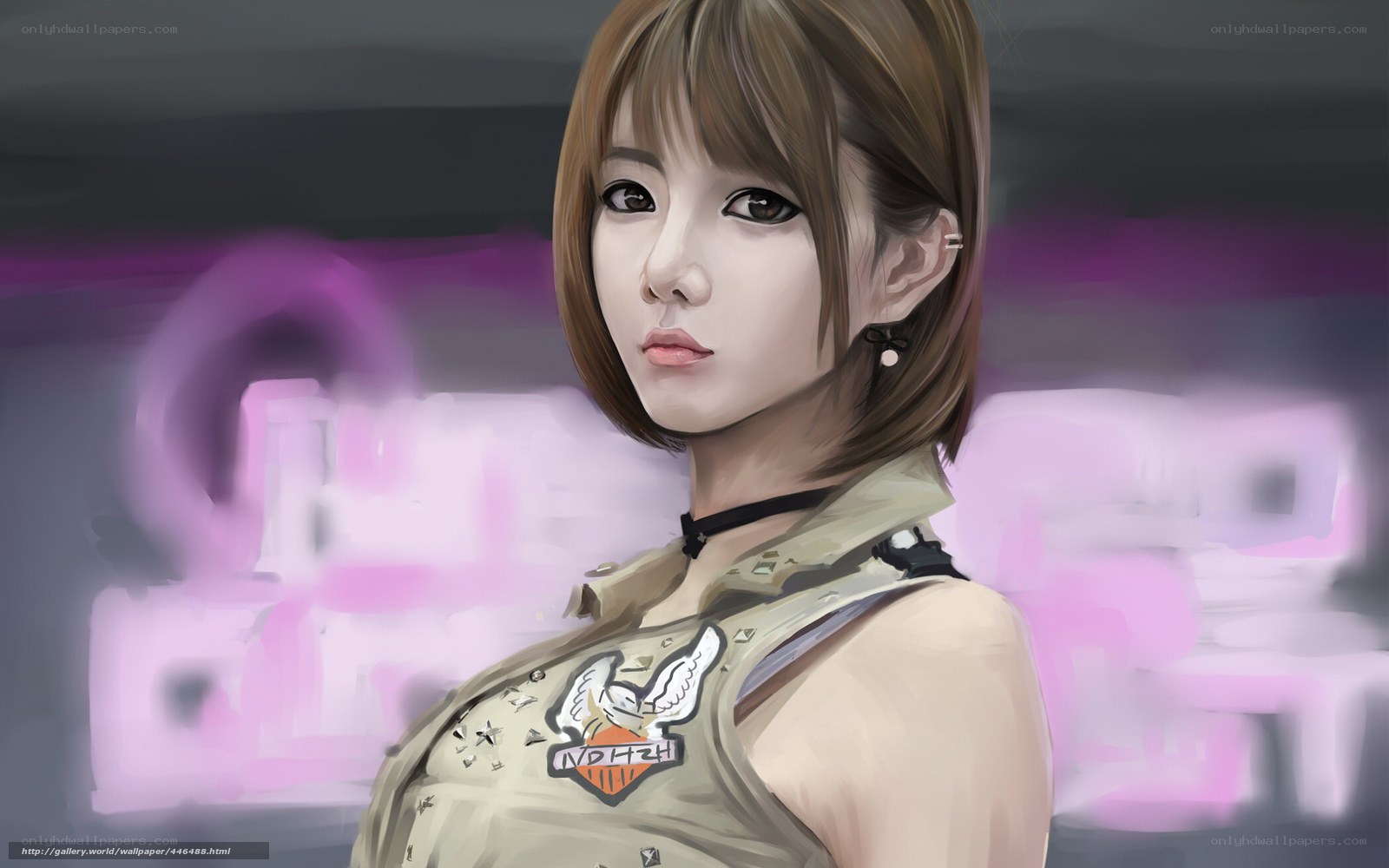 anime girl in military vest