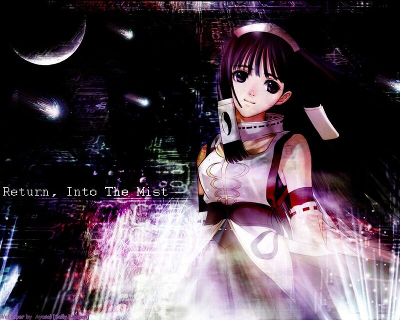 Anime girl in misty scene