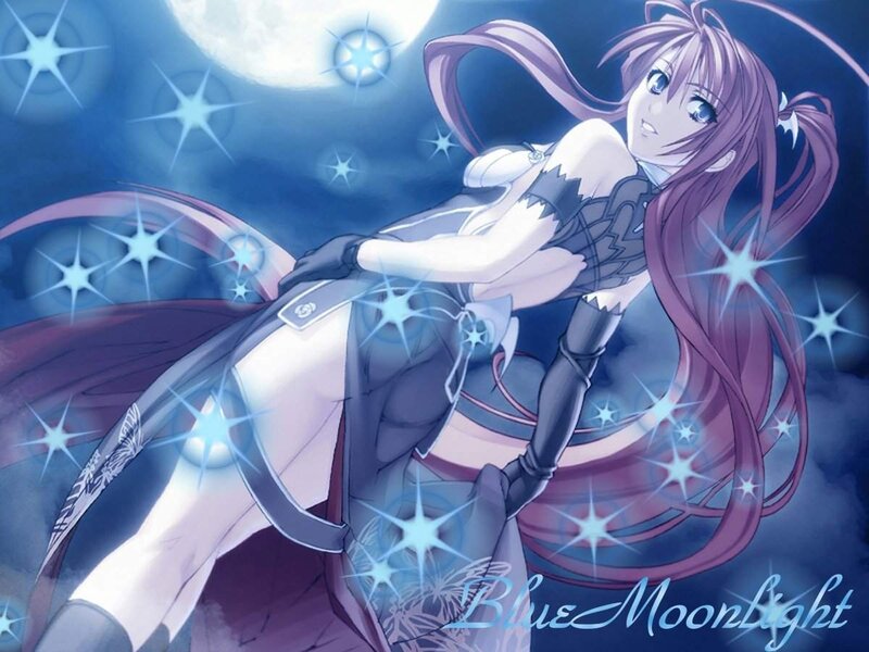 Anime girl in moonlight