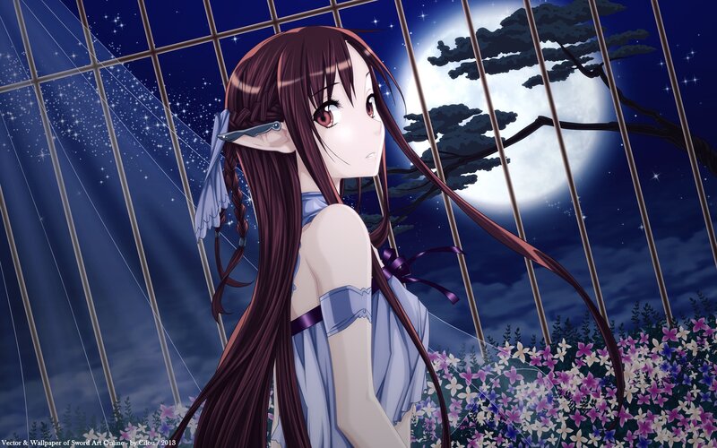 anime girl in moonlight