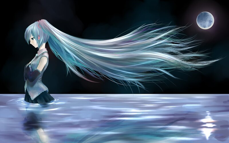 anime girl in moonlight
