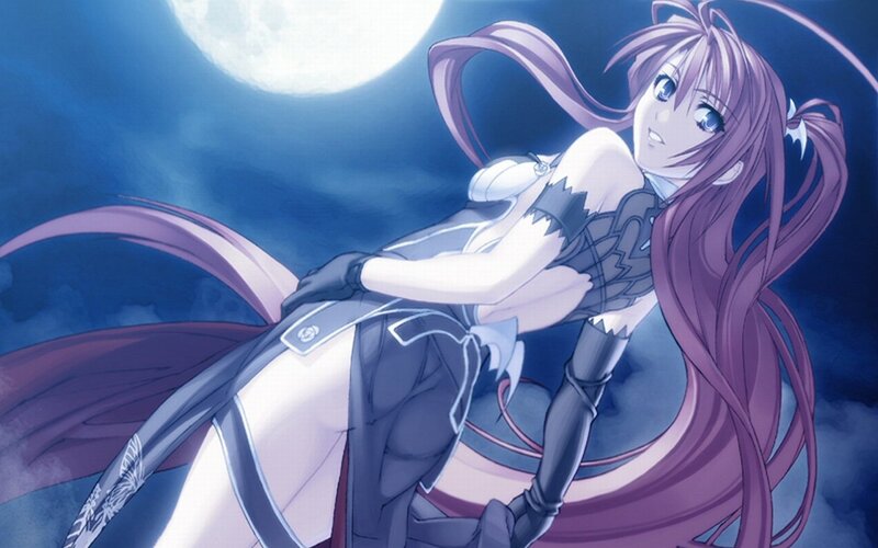 Anime Girl in Moonlight — Purple