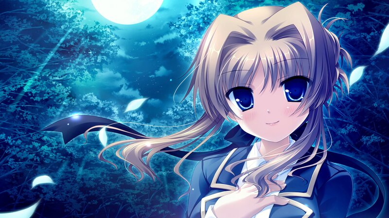 anime girl in moonlit forest
