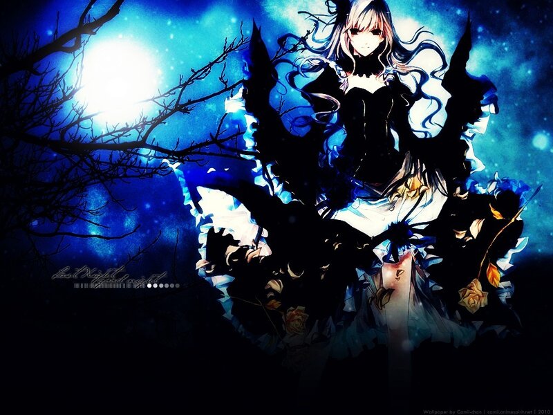 anime girl in moonlit forest