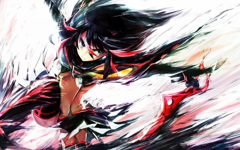 Anime Girl in Motion — Black, Dramatic