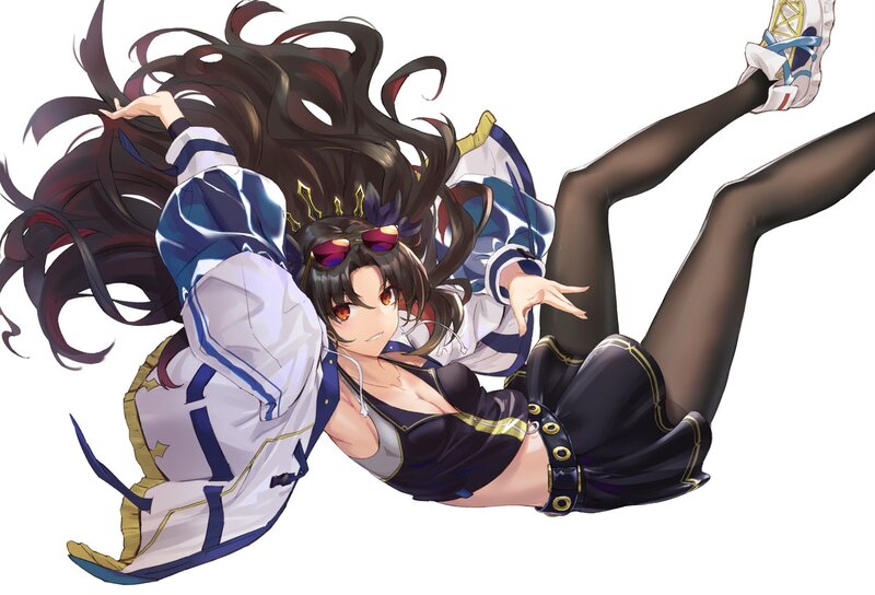 Anime Girl in Motion — Black, Dynamic, Digital Art