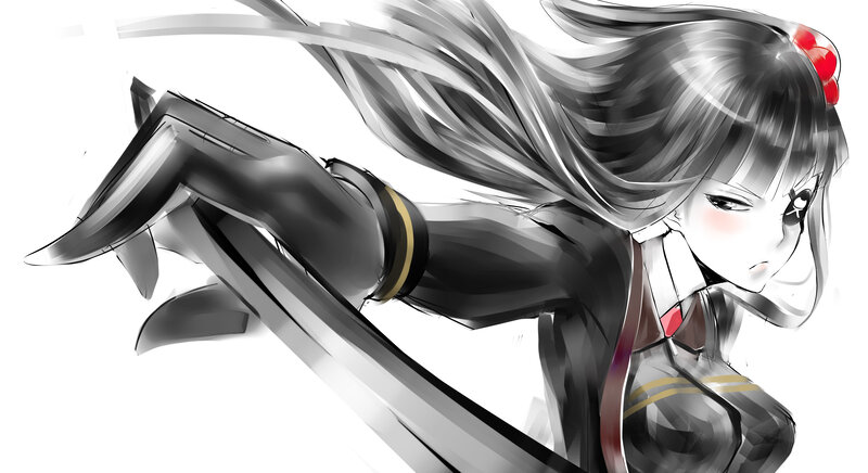 Anime Girl in Motion — Black, Dynamic