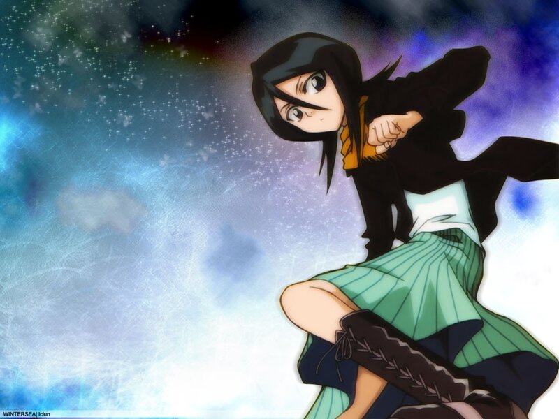 Anime Girl in Motion — Blue, Dramatic, Night