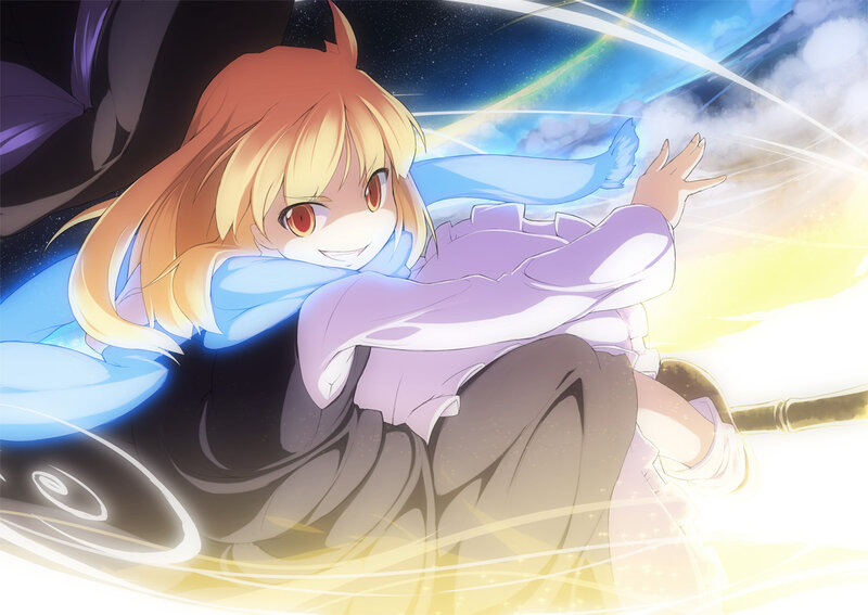 Anime Girl in Motion — Blue, Dynamic, Night, Magic