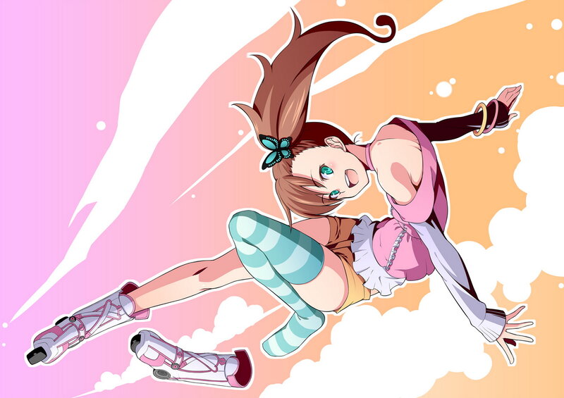 Anime Girl in Motion — Pink, Dynamic, Roller Skates