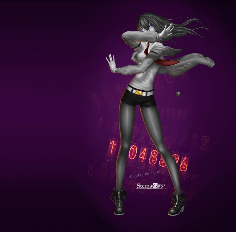 Anime Girl in Motion — Purple, Dramatic, Digital Art