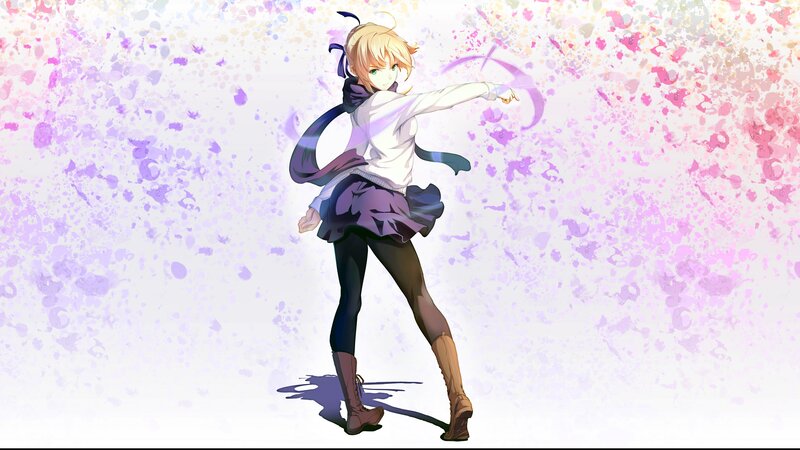 Anime Girl in Motion — Purple, Dynamic, Digital Art