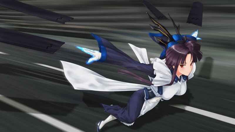Anime Girl in Motion — Purple, Dynamic, Sword