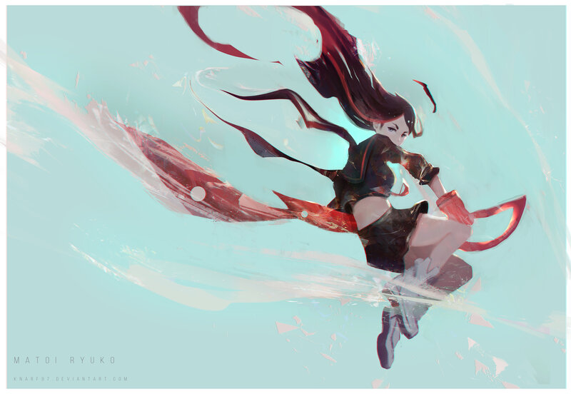 Anime Girl in Motion — Teal, Dynamic