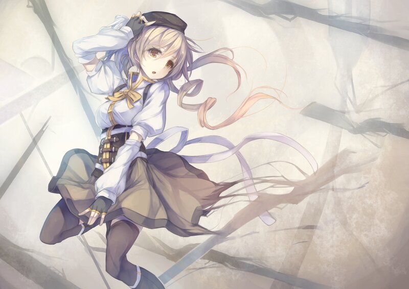 Anime Girl in Motion — White, Dynamic, Digital Art, Hat