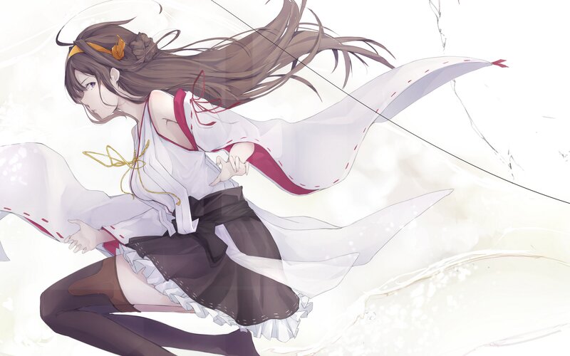 Anime Girl in Motion — White, Dynamic, Digital Art, Long Hair
